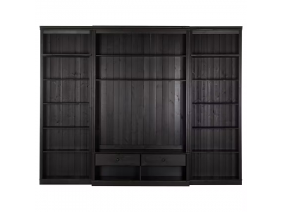 Estante grande para sala em madeira com rack para tv na cor nibs / coleção biblioteca